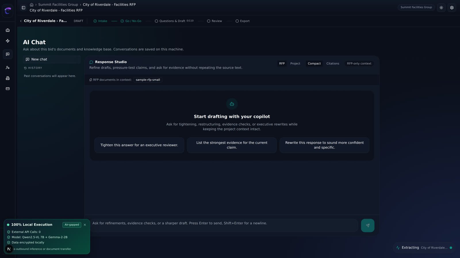 Response Studio — AI chat copilot for refining drafts with citations