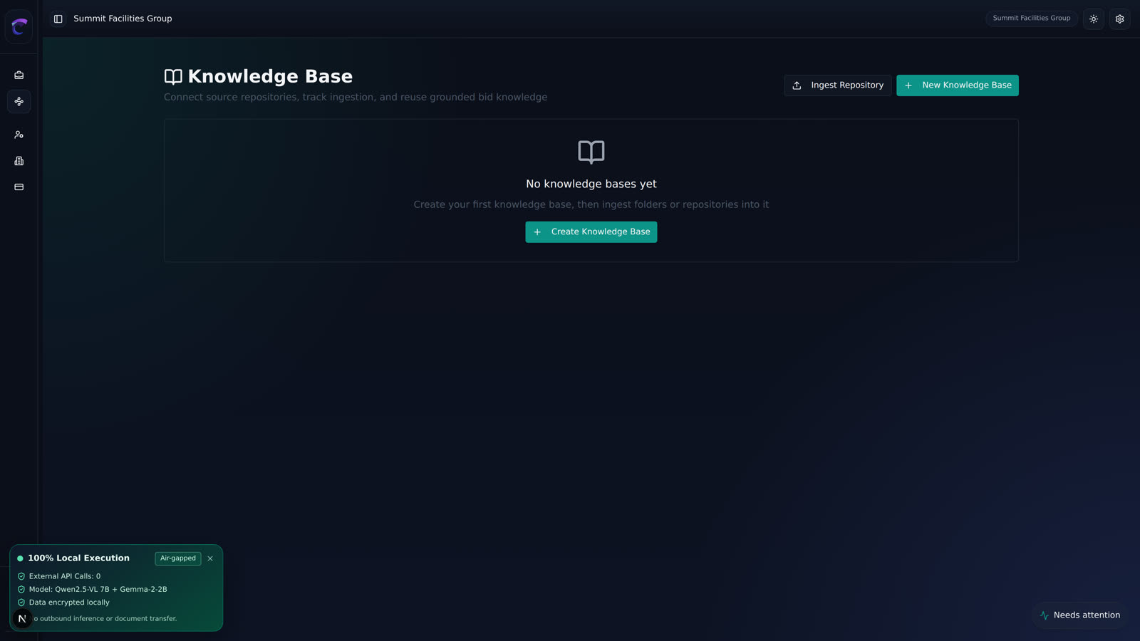 Knowledge base — locally indexed documents grounding every response